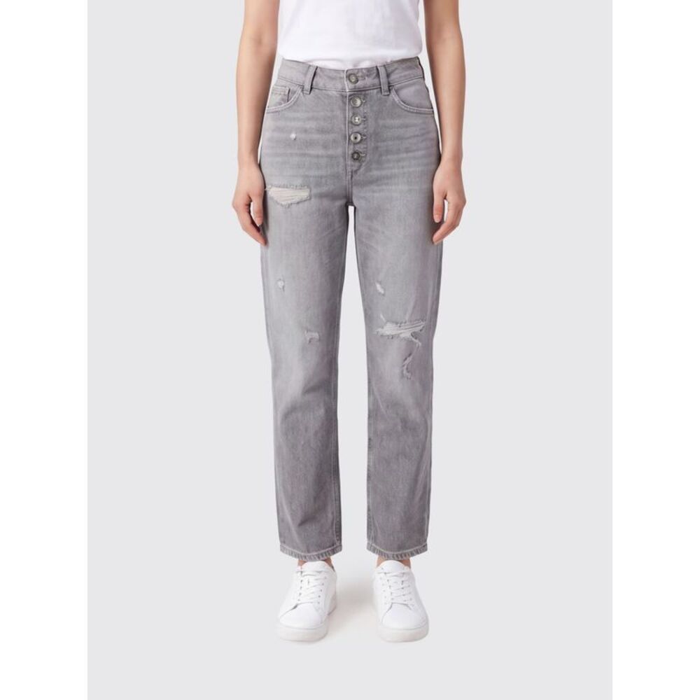 Dondup Women Dondup Koons High-Waisted Straight Cropped Jeans In Cotton Denim
